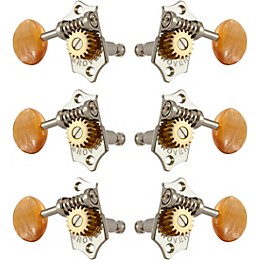 GROVER Sta-Tite With 18:1 Gear Ratio 97-18 Series Amber Acryllic Button Tuning Machines Nickel