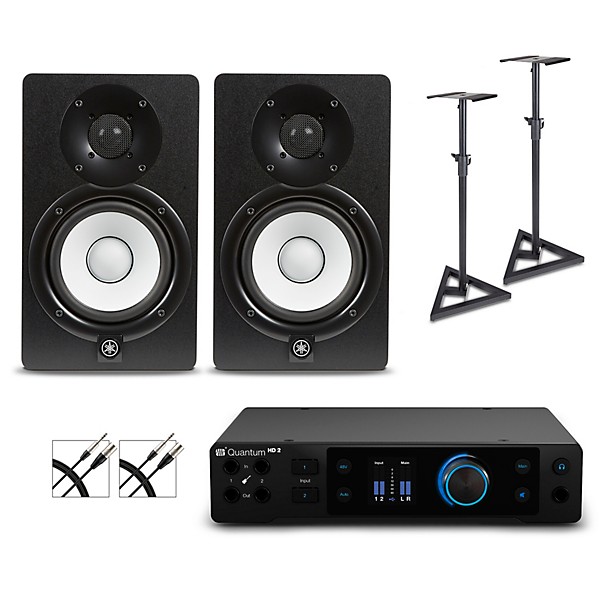 PreSonus Quantum HD2 Audio Interface with Yamaha HS Series Studio Monitor Pair (Cables & Stands Included) HS5