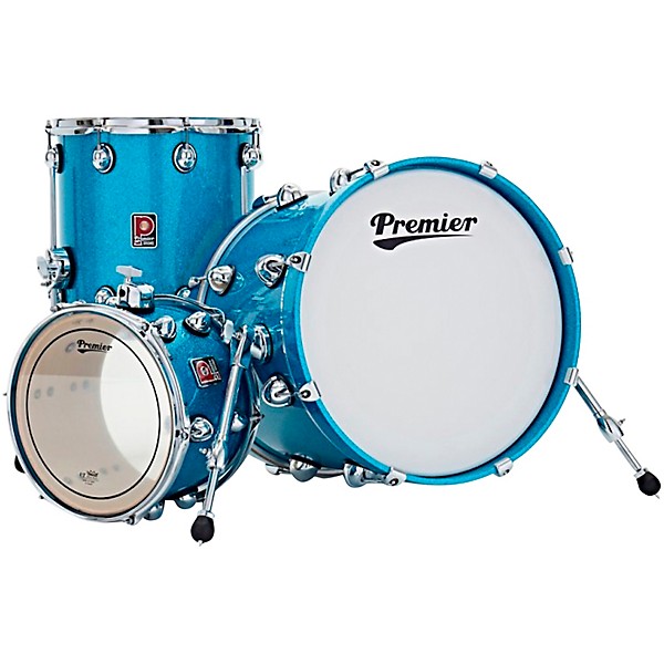 Premier Genista Heritage Birch 3-Piece Shell Pack With 18" Bass Drum Aqua Sparkle