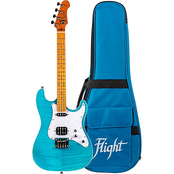 Flight Pathfinder Solid Body Baritone Electric Ukulele Ocean Blue