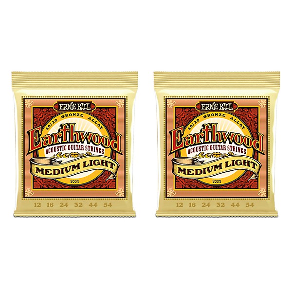 Ernie Ball 2003 Earthwood 80/20 Bronze Medium Light Acoustic Strings 2-Pack