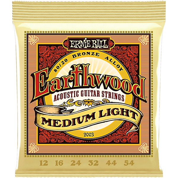 Ernie Ball 2003 Earthwood 80/20 Bronze Medium Light Acoustic Strings 2-Pack