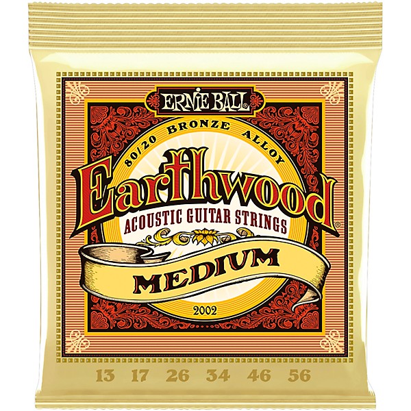 Ernie Ball 2002 Earthwood 80/20 Bronze Medium Acoustic Guitar Strings 2-Pack