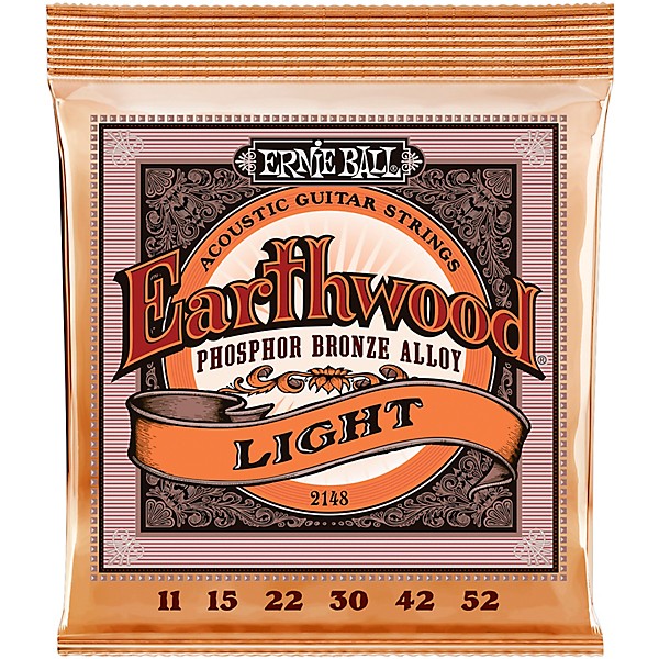 Ernie Ball 2148 Earthwood Phosphor Bronze Light Acoustic Guitar Strings 2-Pack