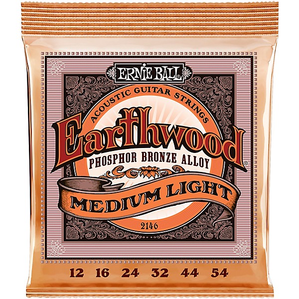 Ernie Ball 2146 Earthwood Phosphor Bronze Medium-Light Acoustic Guitar Strings 2-Pack