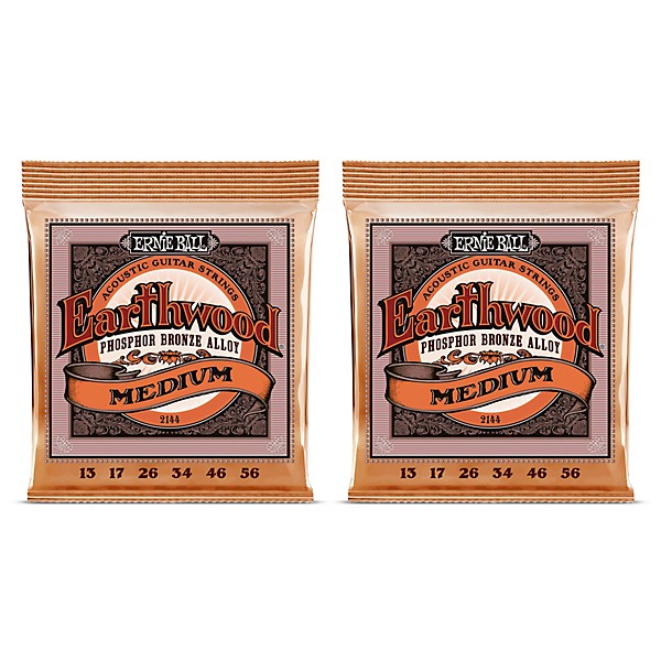 Ernie Ball 2144 Earthwood Phosphor Bronze Medium Acoustic Guitar Strings 2-Pack