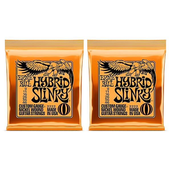 Ernie Ball 2222 Nickel Wound Hybrid Slinky Electric Guitar Strings 2-Pack