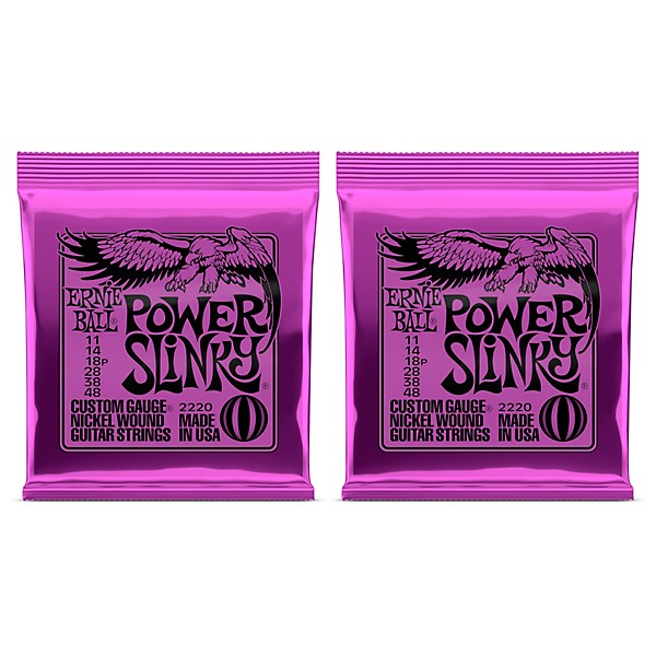 Ernie Ball 2220 Power Slinky Nickel Wound Electric Guitar Strings 2-Pack