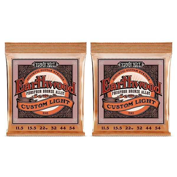 Ernie Ball 2145 Earthwood Phosphor Bronze Custom Light Acoustic Strings 2-Pack