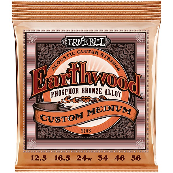 Ernie Ball 2143 Earthwood Phosphor Bronze Custom Medium Acoustic Strings 2-Pack