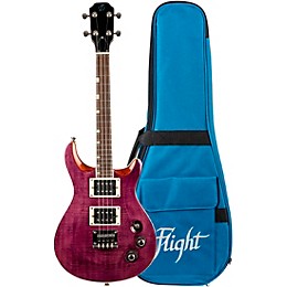 Flight Vanguard Solid Body Electric Ukulele Transparent Purple