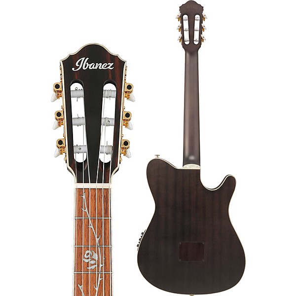 Ibanez TOD10NL Tim Henson Signature Left-Handed Nylon-String Acoustic-Electric Guitar Transparent Black Flat