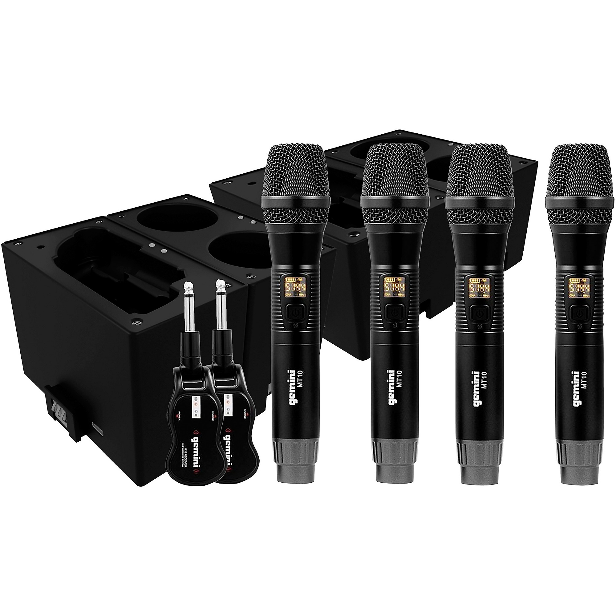 Gemini UHF Quad Wireless Microphone System With Charging Docks for