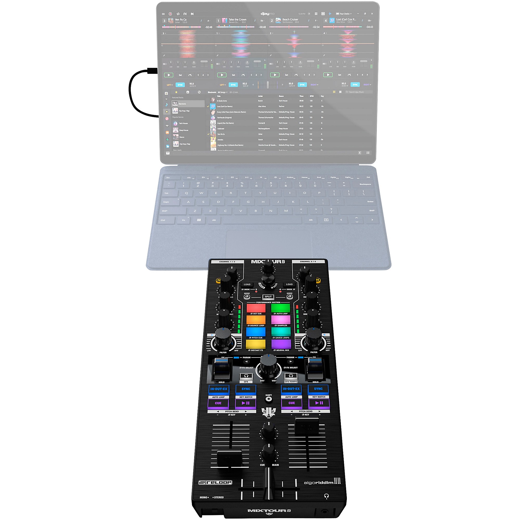 Reloop Reloop Mixtour Pro Portable 4-Deck DJ Controller | Guitar