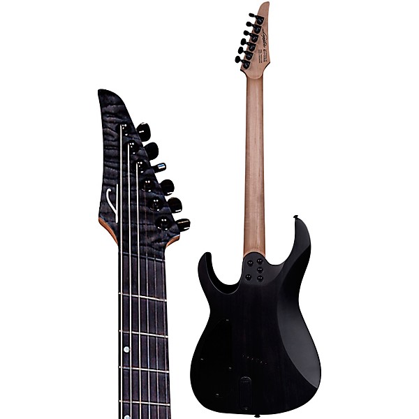 Legator Ninja 6 String Multi-Scale Super Shred Series Quilted Maple Electric Guitar Black