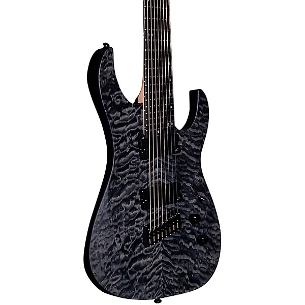 Legator Ninja 8 String Multi-Scale Super Shred Series Quilted Maple Electric Guitar Black