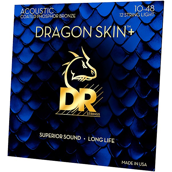 DR Strings Dragon Skin+ Coated Accurate Core Technology 12-String Phosphor Bronze Acoustic Guitar Strings 10 - 48