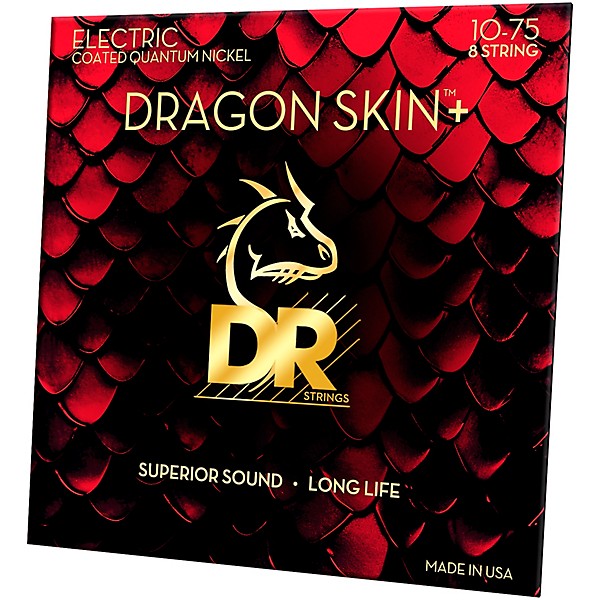 DR Strings Dragon Skin+ Coated Accurate Core Technology 8-String Nickel Electric Guitar Strings 10 - 75