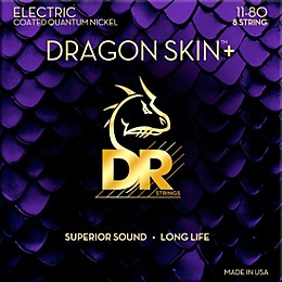 DR Strings Dragon Skin+ Coated Accurate Core Technology 8-String Nickel Electric Guitar Strings 11 - 80