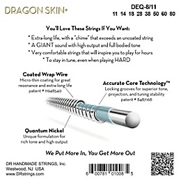 DR Strings Dragon Skin+ Coated Accurate Core Technology 8-String Nickel Electric Guitar Strings 11 - 80