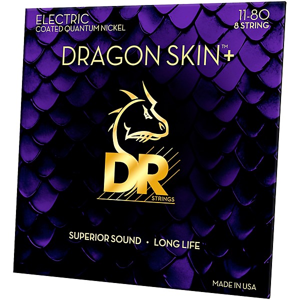 DR Strings Dragon Skin+ Coated Accurate Core Technology 8-String Nickel Electric Guitar Strings 11 - 80