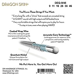 DR Strings Dragon Skin+ Coated Accurate Core Technology 6-String Nickel Electric Guitar Strings 9 - 46