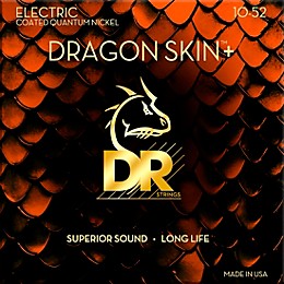 DR Strings Dragon Skin+ Coated Accurate Core Technology 6-String Nickel Electric Guitar Strings 10 - 52