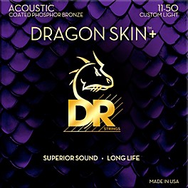 DR String... DR Strings Dragon Skin+ Coated Accurate Core Technology 6-String Phosphor Bronze Acoustic Guitar Strings 11 - 50