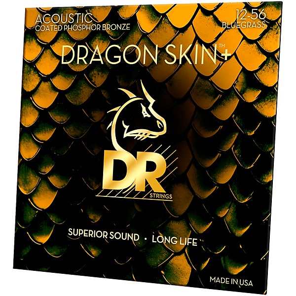 DR Strings Dragon Skin+ Coated Accurate Core Technology 6-String Phosphor Bronze Acoustic Guitar Strings 12 - 56