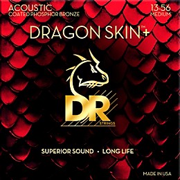 DR Strings Dragon Skin+ Coated Accurate Core Technology 6-String Phosphor Bronze Acoustic Guitar Strings 13 - 56