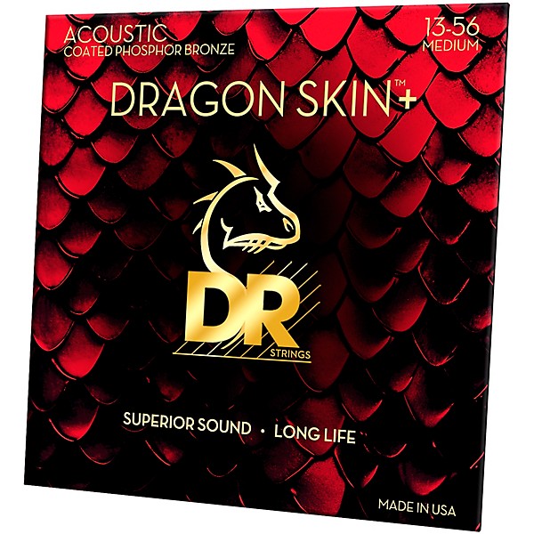 DR Strings Dragon Skin+ Coated Accurate Core Technology 6-String Phosphor Bronze Acoustic Guitar Strings 13 - 56