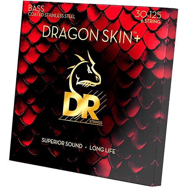 DR Strings Dragon Skin+ Coated Accurate Core Technology 6-String Stainless Steel Bass Strings 30 - 125