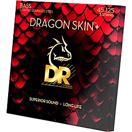 DR Strings Dragon Skin+ Coated Accurate Core Technology 5-String Stainless Steel Bass Strings 45 - 125