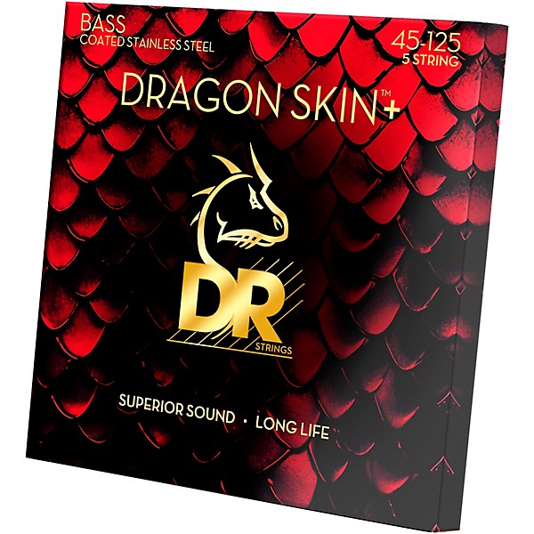 DR Strings Dragon Skin+ Coated Accurate Core Technology 5-String Stainless Steel Bass Strings 45 - 125