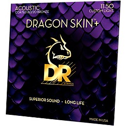 DR Strings Dragon Skin+ Coated Accurate Core Technology 6-String 80/20 Acoustic Guitar Strings 11 - 50
