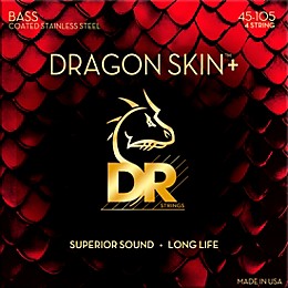 DR Strings Dragon Skin+ Coated Accurate Core Technology 4-String Stainless Steel Bass Strings 45 - 100