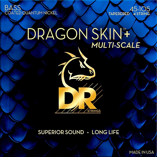 DR Strings Dragon Skin+ Coated Accurate Core Technology 4-String Multi-Scale Quantum Nickel Bass Strings 45 - 105