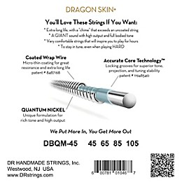 DR Strings Dragon Skin+ Coated Accurate Core Technology 4-String Multi-Scale Quantum Nickel Bass Strings 45 - 105