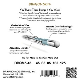 DR Strings Dragon Skin+ Coated Accurate Core Technology 5-String Multi-Scale Quantum Nickel Bass Strings 45 - 125