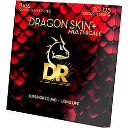 DR Strings Dragon Skin+ Coated Accurate Core Technology 6-String Multi-Scale Stainless Steel Bass Strings 30 - 125