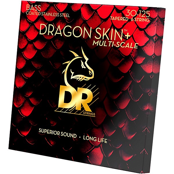 DR Strings Dragon Skin+ Coated Accurate Core Technology 6-String Multi-Scale Stainless Steel Bass Strings 30 - 125