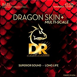 DR Strings Dragon Skin+ Coated Accurate Core Technology 5-String Multi-Scale Stainless Steel Bass Strings 45 - 125