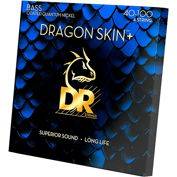 DR Strings Dragon Skin+ Coated Accurate Core Technology 4-String Quantum Nickel Bass Strings 40 - 100