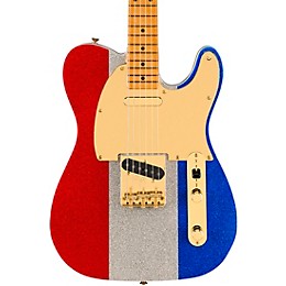 Fender Buck Owens Telecaster Electric Guitar Red, Silver and Blue Sparkle