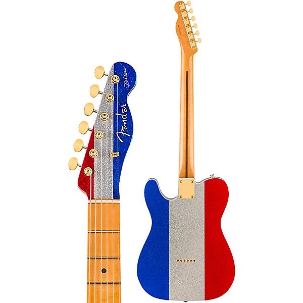 Fender Buck Owens Telecaster Electric Guitar Red, Silver and Blue Sparkle