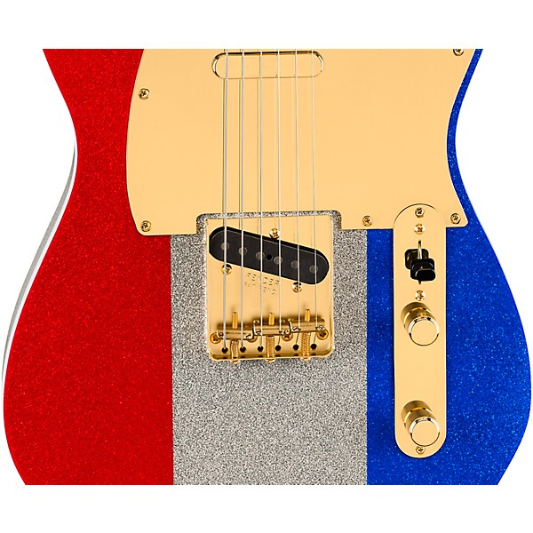 Fender Buck Owens Telecaster Electric Guitar Red, Silver and Blue Sparkle