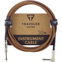 Traveler Guitar Traveler Guitar Braided Straight to Angle Instrument Cable 10 ft. Black/Rust
