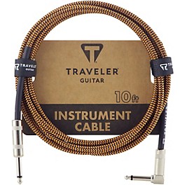 Traveler Guitar Traveler Guitar Braided Straight to Angle Instrument Cable 10 ft. Black/Rust