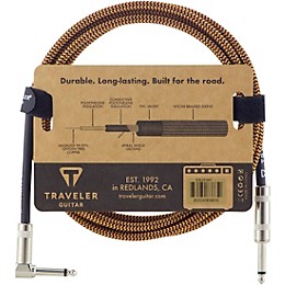 Traveler Guitar Traveler Guitar Braided Straight to Angle Instrument Cable 10 ft. Black/Rust