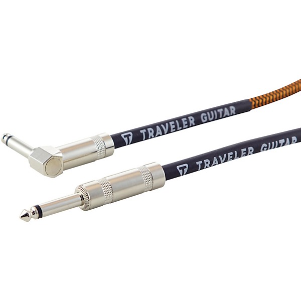 Traveler Guitar Traveler Guitar Braided Straight to Angle Instrument Cable 10 ft. Black/Rust